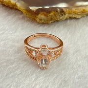 Pink Cubic Zirconia with Crystals In S925 Sliver Rose Gold Color Ring (Adjustable Size) 2.92g 12.5 by 6.6 by 5.5mm - Huangs Jadeite and Jewelry Pte Ltd