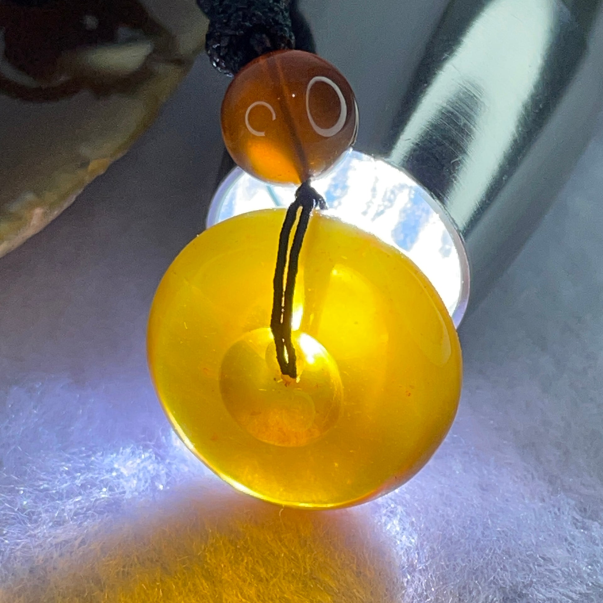 Natural Cognac Amber Ping An Kou Donut Pendant 3.92g 22.1 by 9.6mm 9.2mm 1 Beads - Huangs Jadeite and Jewelry Pte Ltd