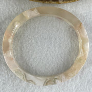 Natural Pink Flower Agate Set Oval Bangle 77.72g Inner Diameter 56.4mm 10.2 by 6.8mm (Perfect) - Huangs Jadeite and Jewelry Pte Ltd