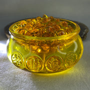 Yellow Liuli Wealth Pot with Ingot Yuan Bao Display Total Weight 648.22g 99.4 by 62.8mm - Huangs Jadeite and Jewelry Pte Ltd