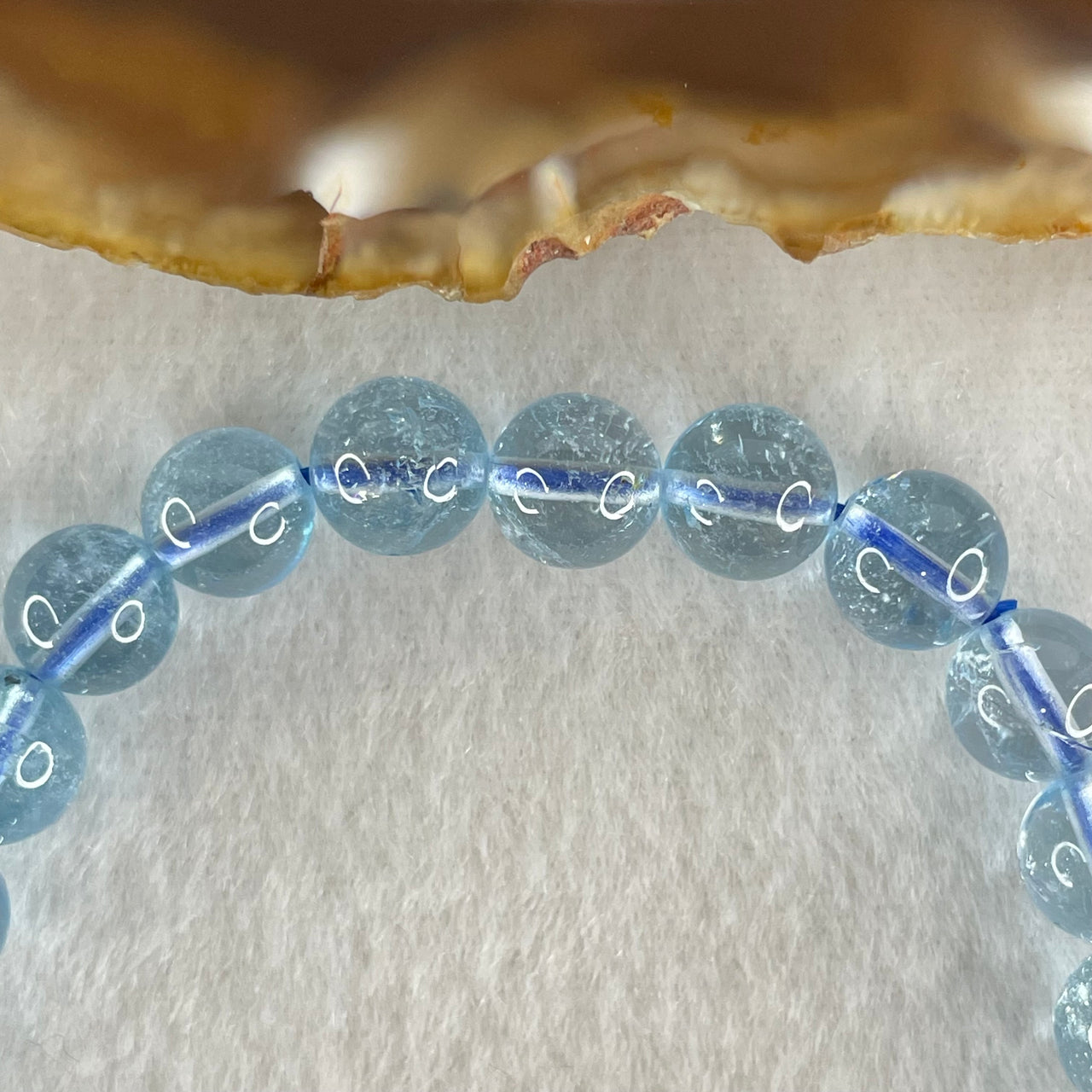 Above Average Natural Blue Topaz Beads Bracelet 23.57g 15.5cm 8.3mm 23 Beads - Huangs Jadeite and Jewelry Pte Ltd