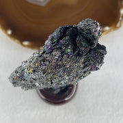 Natural Black Moissanite Rough Display with Wooden Stand 205.68g 70.7 by 45.0 by 132.5mm - Huangs Jadeite and Jewelry Pte Ltd