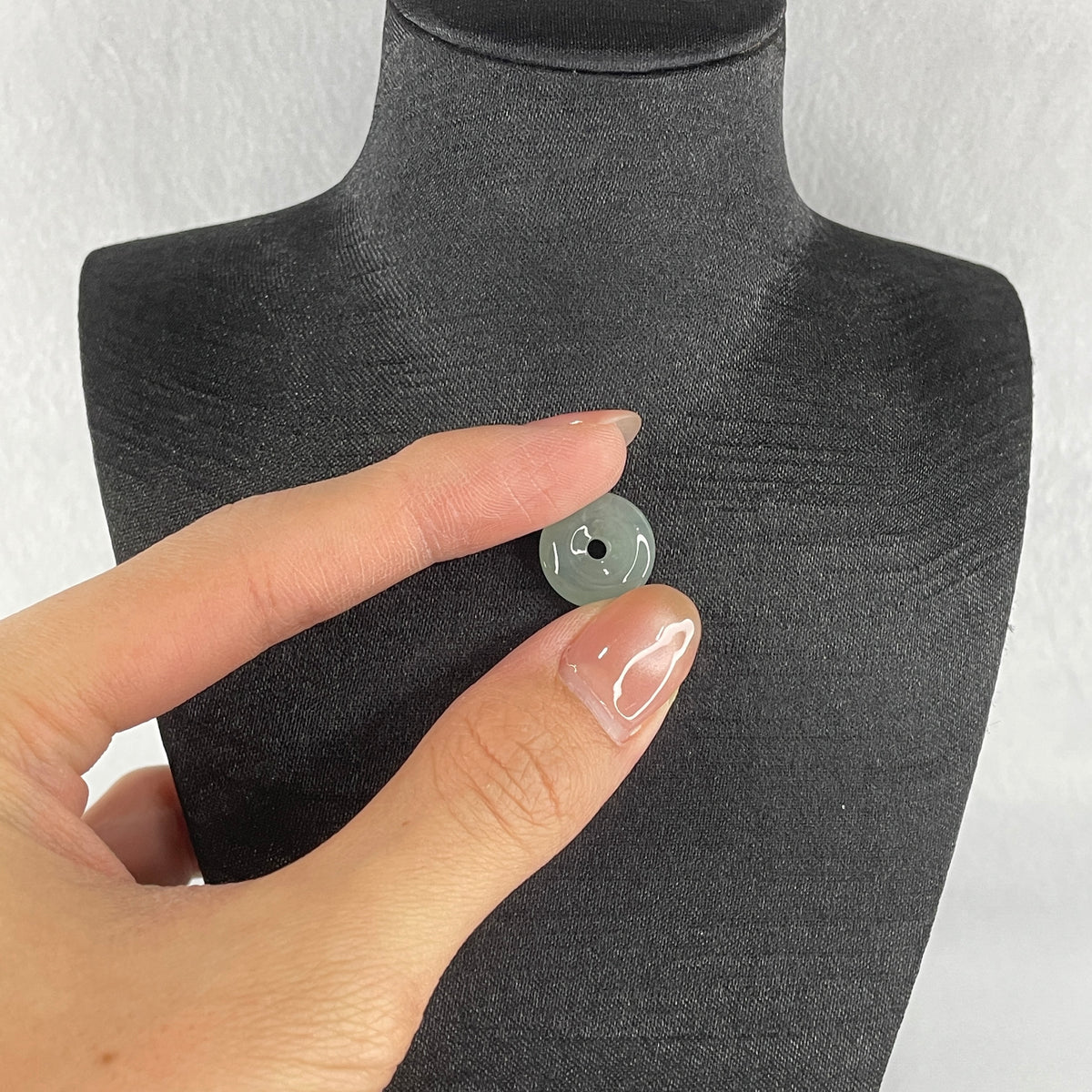 Natural Type A Semi-Icy Blueish-Green Jadeite Ping An Kou Pendant | 14mm Delicate Translucent Jade Peace Disc Talisman (1.67g | 14.0 x 4.4mm) - Huangs Jadeite and Jewelry Pte Ltd