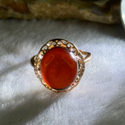 Natural Red Blood Amber in S925 Sliver Rose Gold Color Ring (Adjustable Size) 2.39g 12.8 by 11.4 by 6.5mm - Huangs Jadeite and Jewelry Pte Ltd