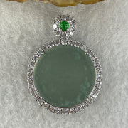 Natural Type A Icy Light Green Jadeite Round Wushipai Pendant in S925 Silver | (6.62g | 20.0 x 10.0mm | Unobstructed Peace & Protection Anchor, Feng Shui Harmony & Executive Calm Pendant) - Huangs Jadeite and Jewelry Pte Ltd