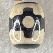 Natural Powerful Tibetan Old Oily Dark Brown With White Agate 3 Eyes Dzi Bead Heavenly Master (Tian Zhu) 三眼天诛 4.91g 17.6 by 13.7mm - Huangs Jadeite and Jewelry Pte Ltd
