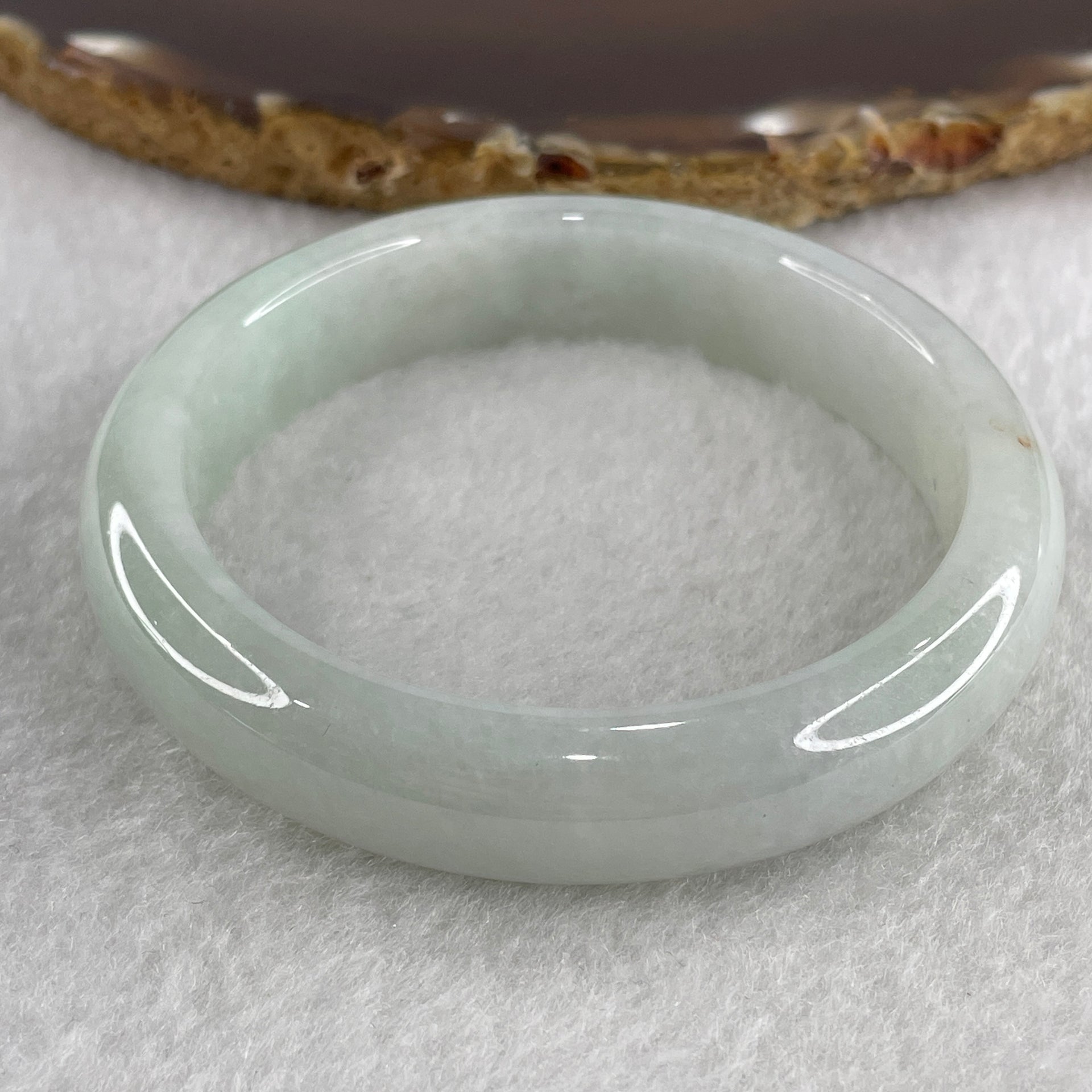Type A Blueish Green with Faint Lavender and Brownish Spot Jadeite Bangle Internal Diameter 53.8mm 47.48g 12.3 by 7.6mm (Close to Perfect ) - Huangs Jadeite and Jewelry Pte Ltd