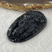 Type A Opaque to Partial Translucent Black Omphacite Jadeite Thousand Hand Guan Yin Pendant Rat Zodiac Guardian 19.78g 53.3 by 34.3 by 8.6mm - Huangs Jadeite and Jewelry Pte Ltd