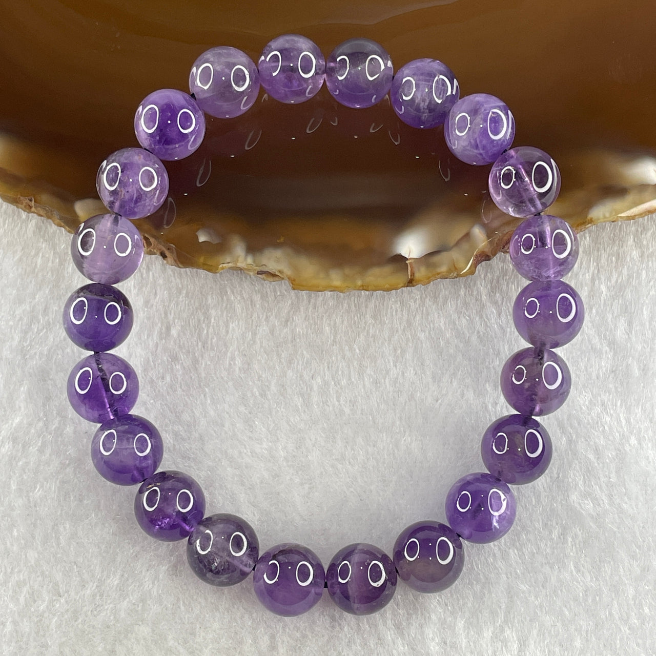 Natural Amethyst Quartz Beads Bracelet 20.93g 16cm 8.9mm 22 Beads - Huangs Jadeite and Jewelry Pte Ltd