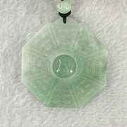 Type A Light Green Jadeite Tai Chi Bagua Pendant Necklace 33.87g 48.3 by 46.0 by 5.4mm - Huangs Jadeite and Jewelry Pte Ltd