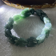 Certified Natural Type A Blueish Green Jadeite Dragon Bracelet 55.07g 16.5cm 16.0mm Dragon Head - 14.0mm 13 Pcs - Huangs Jadeite and Jewelry Pte Ltd