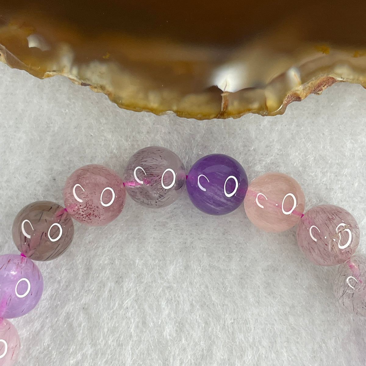 Certified Above Average Grade Natural Super 7 Crystal Beads Bracelet | 8.8mm Sacred 7-Mineral Synergy Power (20.89g | 16.5cm Wrist Sizing | 23 Beads)