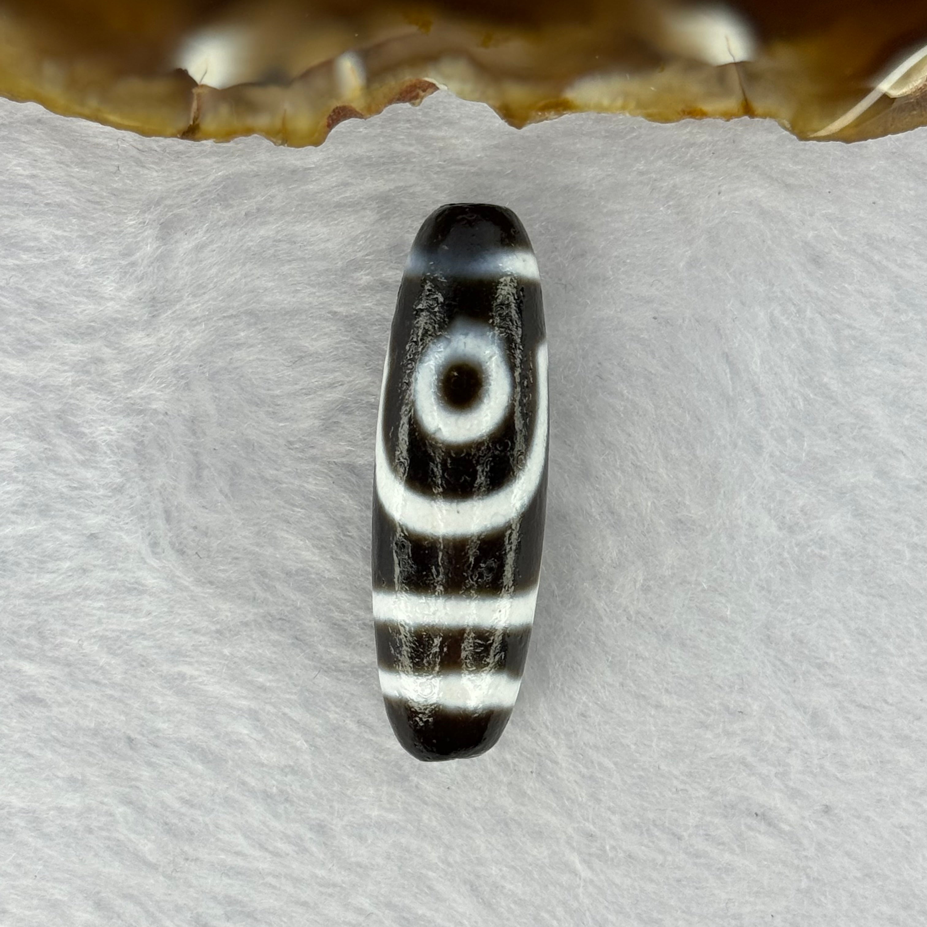 天然强力西藏老油性玛瑙双眼天珠天师（天珠）二眼天诛7.41 克