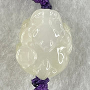 Type A Jelly Faint Lavender with Yellowish Jadeite Male Pixiu String Bracelet 6.65g 17.4 by 14.6 by 10.2mm - Huangs Jadeite and Jewelry Pte Ltd