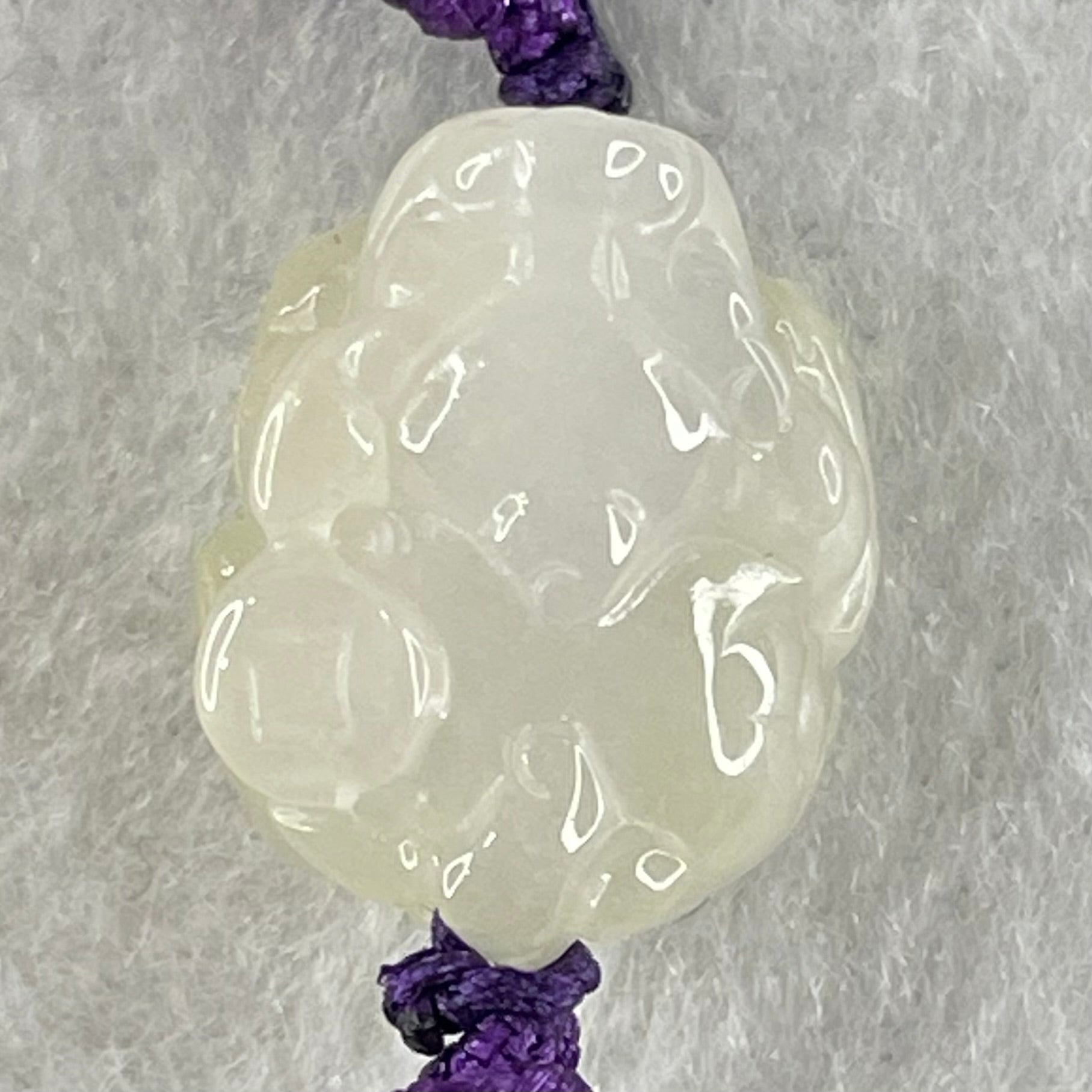 Type A Jelly Faint Lavender with Yellowish Jadeite Male Pixiu String Bracelet 6.65g 17.4 by 14.6 by 10.2mm - Huangs Jadeite and Jewelry Pte Ltd