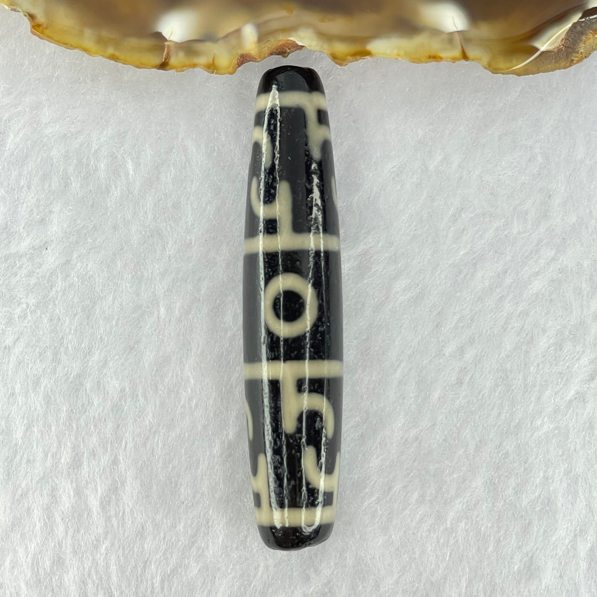 Natural Powerful Tibetan Old Oily Agate 3 Eyed Dharma Vajra Dzi Bead Heavenly Master (Tian Zhu) 三眼金刚杵天珠 13.67g 58.6 by 12.5mm - Huangs Jadeite and Jewelry Pte Ltd