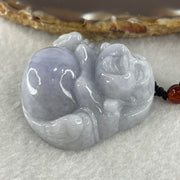 Natural Type A Lavender with Green Spots Jadeite Milo Laughing Buddha Pendant 45.90g 42.3 by 42.9 by 15.8mm - Huangs Jadeite and Jewelry Pte Ltd