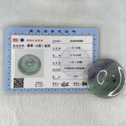 Type A Green With Deep Lavender And Wuji Grey Jadeite Ping An Kou Donut Pendant 47.34g 54.2 by 7.8mm - Huangs Jadeite and Jewelry Pte Ltd