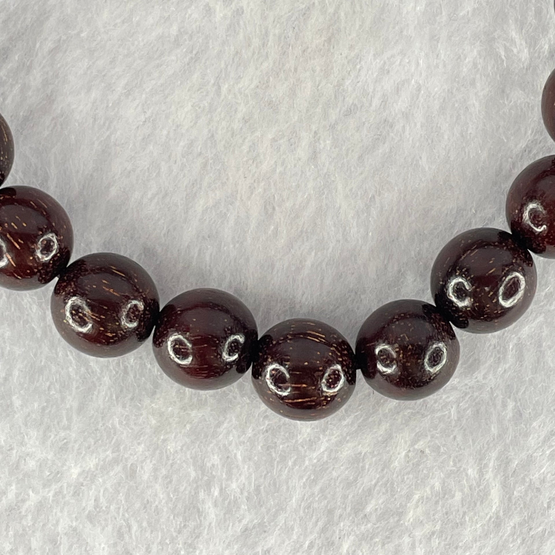 Natural Blood Rosewood Beads Bracelet 天然血檀手链 11.51g 18.5cm 10.5mm 20 Beads - Huangs Jadeite and Jewelry Pte Ltd