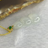 Type A Semi Icy White Jadeite Pea-pod For Prosperity and Growth in 18k Yellow Gold Setting 3.14g 30.7 by 11.3 by 5.0mm with 925 Silver Necklace - Huangs Jadeite and Jewelry Pte Ltd