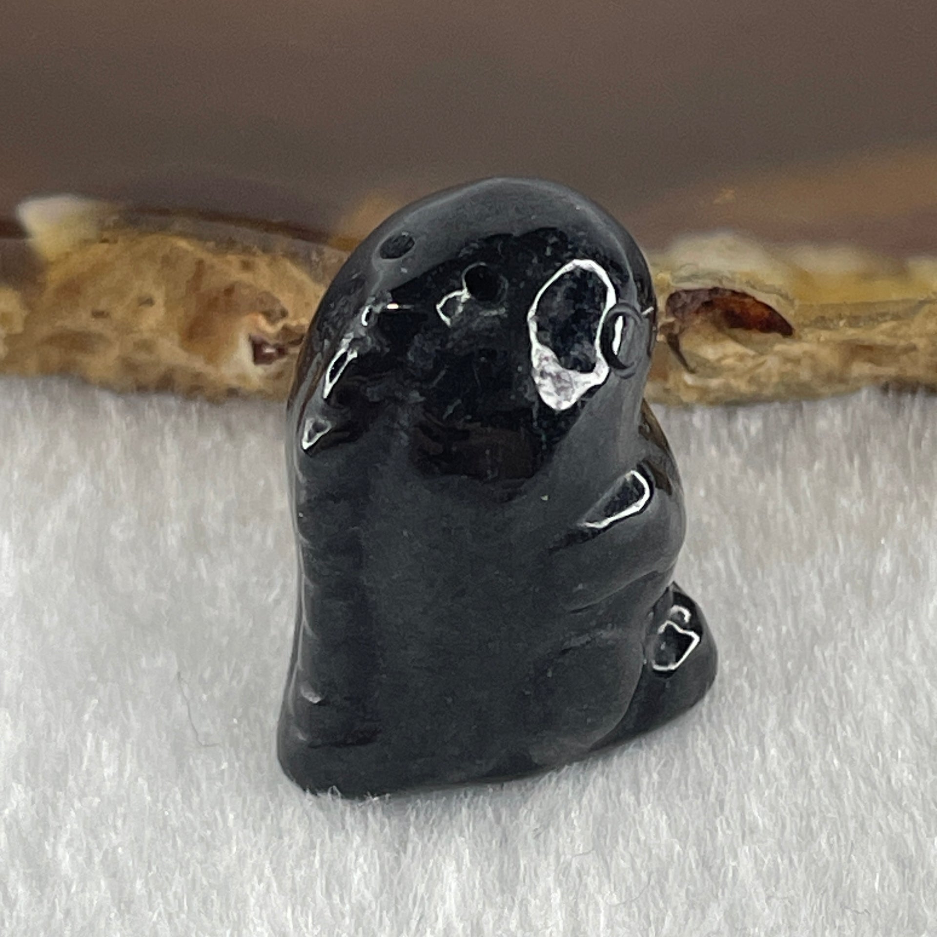 Type A Opaque Black Omphacite Dinosaurs Pendant Charm 9.41g 21.3 by 14.7 by 16.2mm - Huangs Jadeite and Jewelry Pte Ltd