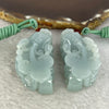 Type A Sky Blue Jadeite Pixiu Pair  40.26g 50.7 by 26.4 by 14.3 mm and 38.99g 49.7 by 25.3 by 14.2 mm - Huangs Jadeite and Jewelry Pte Ltd