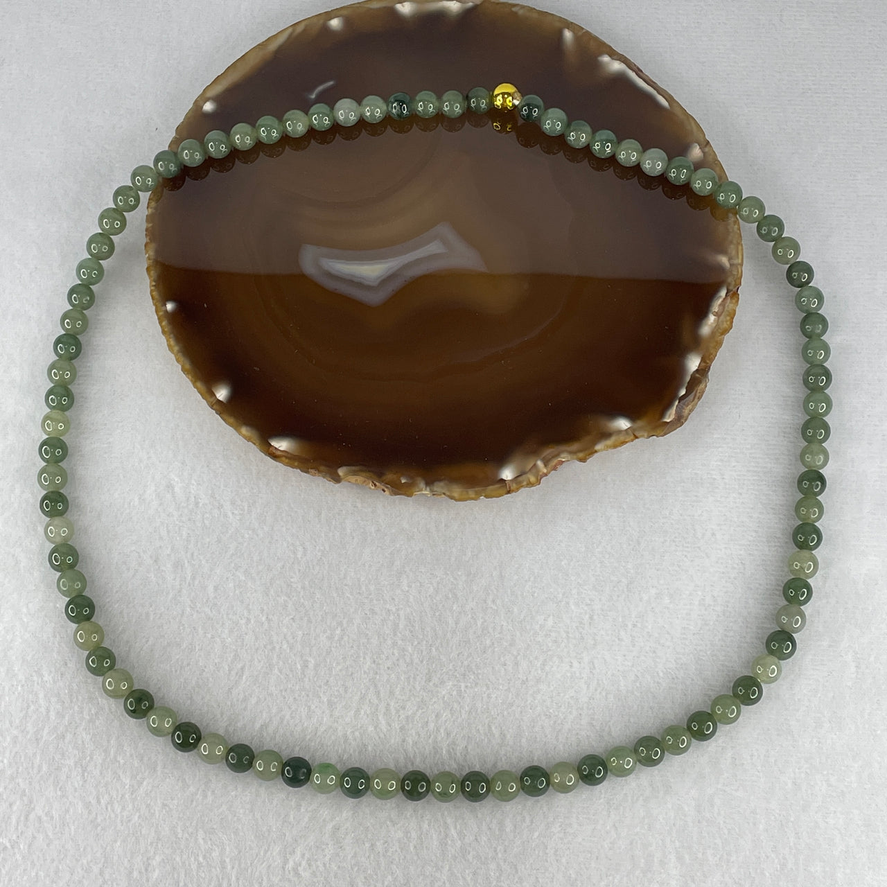 Natural Type A Green with Light Green Jadeite Beads Necklace | Untreated Fei Cui Gemstone Strand (59.20g | 7.5mm Beads | 85 Beads | 60cm Length)