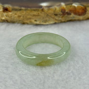 Type A Semi Icy Light Green with Yellow Brown Patch Jadeite Ring 3.26g 5.1 by 3.8mm US7.25 HK16 - Huangs Jadeite and Jewelry Pte Ltd