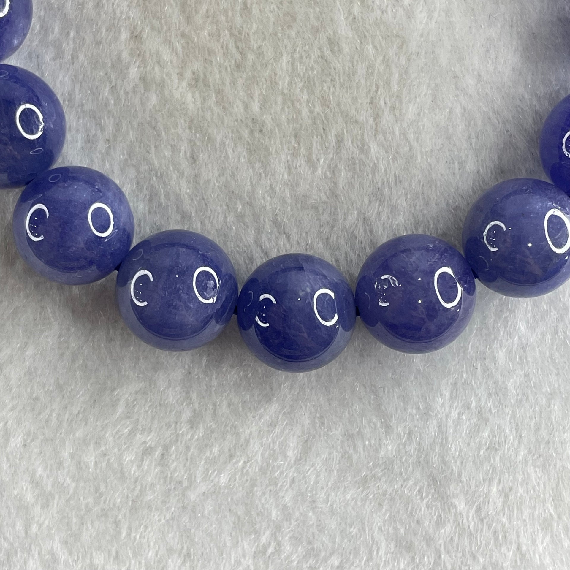Above Average Grade Natural Blue Tanzanite Beads Bracelet 46.67g 16cm 11.8mm 17 Beads - Huangs Jadeite and Jewelry Pte Ltd