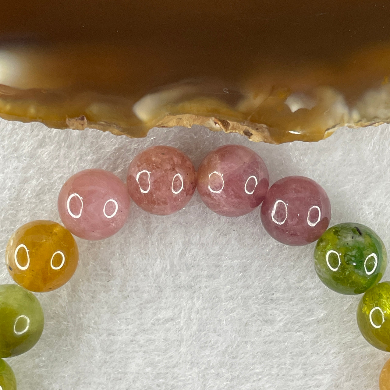 Above Average Grade Natural Intense Rainbow Tourmaline Crystal Beads Bracelet 17.99g 14cm 8.4mm 21 Beads