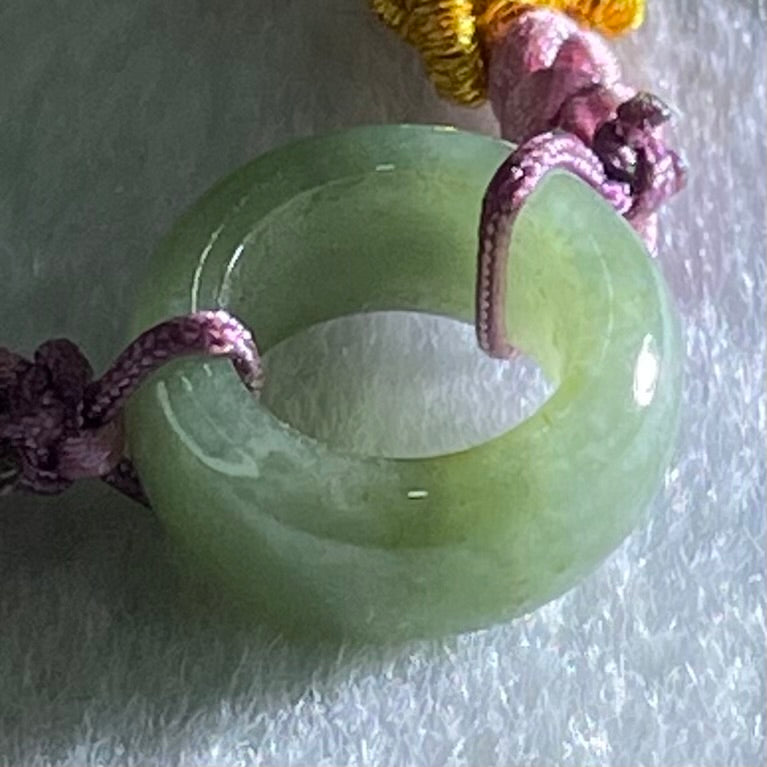 Type A Blueish Green Jadeite Ping An Kou String Bracelet 3.21g 14.9 by 6.7mm - Huangs Jadeite and Jewelry Pte Ltd