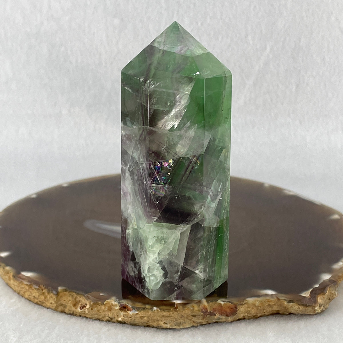 Natural Green Fluorite Quartz Tower Display | (229.86g | 92.1 x 38.1 x 33.2mm |  Focus Catalyst, "Genius Stone" Mental Clarity & Stress Dispeller, Feng Shui Harmony Anchor)