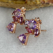 Natural Amethyst Fish Shape Earring in S925 Sliver Yellow Gold Color 2.94g 5.0 by 3.0mm 2 Pcs - Huangs Jadeite and Jewelry Pte Ltd