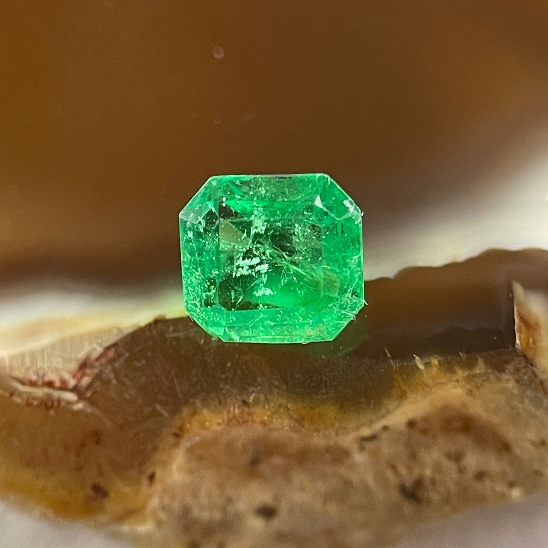 Natural Colombia Vivid Green Emerald (Beryl) Cut-Cornered Rectangular Step cut 0.48ct 4.9 by 4.5 by 3.0mm - Huangs Jadeite and Jewelry Pte Ltd