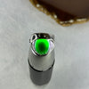 Rare Translucent Type A Omphasite Jadeite 19.2 by 14.1 by 8.0mm and Diamonds in 18K White Gold Ring 10.39g US 7.75 / HK 17.5 - Huangs Jadeite and Jewelry Pte Ltd