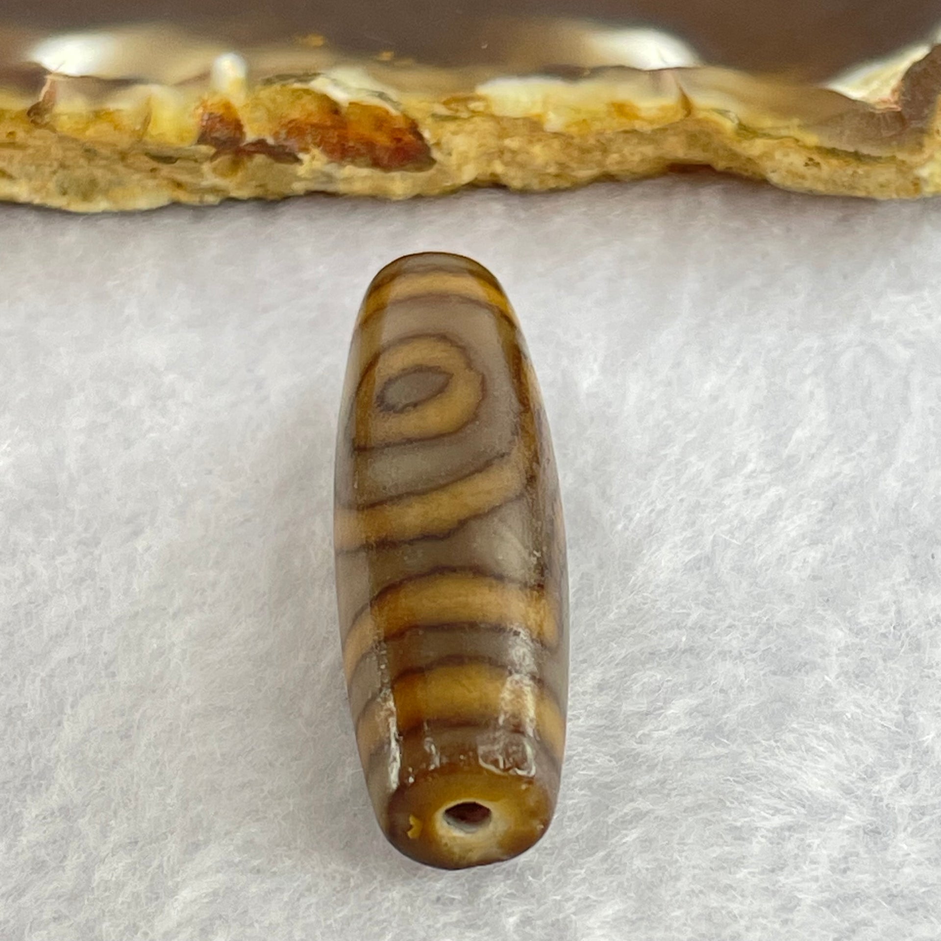 Natural Powerful Tibetan Old Oily Agate 2 Eyes Dzi Bead Heavenly Master (Tian Zhu) 二眼天诛 7.94g 38.9 by 11.6mm - Huangs Jadeite and Jewelry Pte Ltd