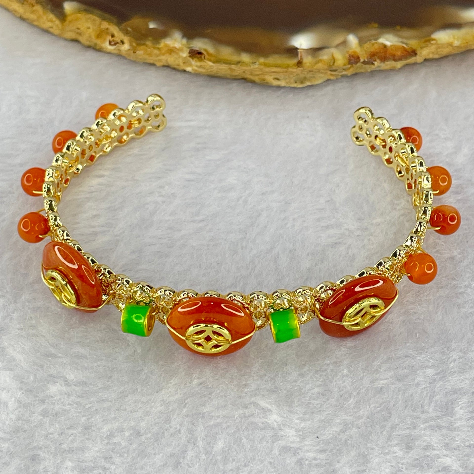 Type A Red Jadeite Ping An Kou Donut and Beads 13.22g 12.9 by 4.0mm 3pcs 5.0mm 8 Beads - Huangs Jadeite and Jewelry Pte Ltd