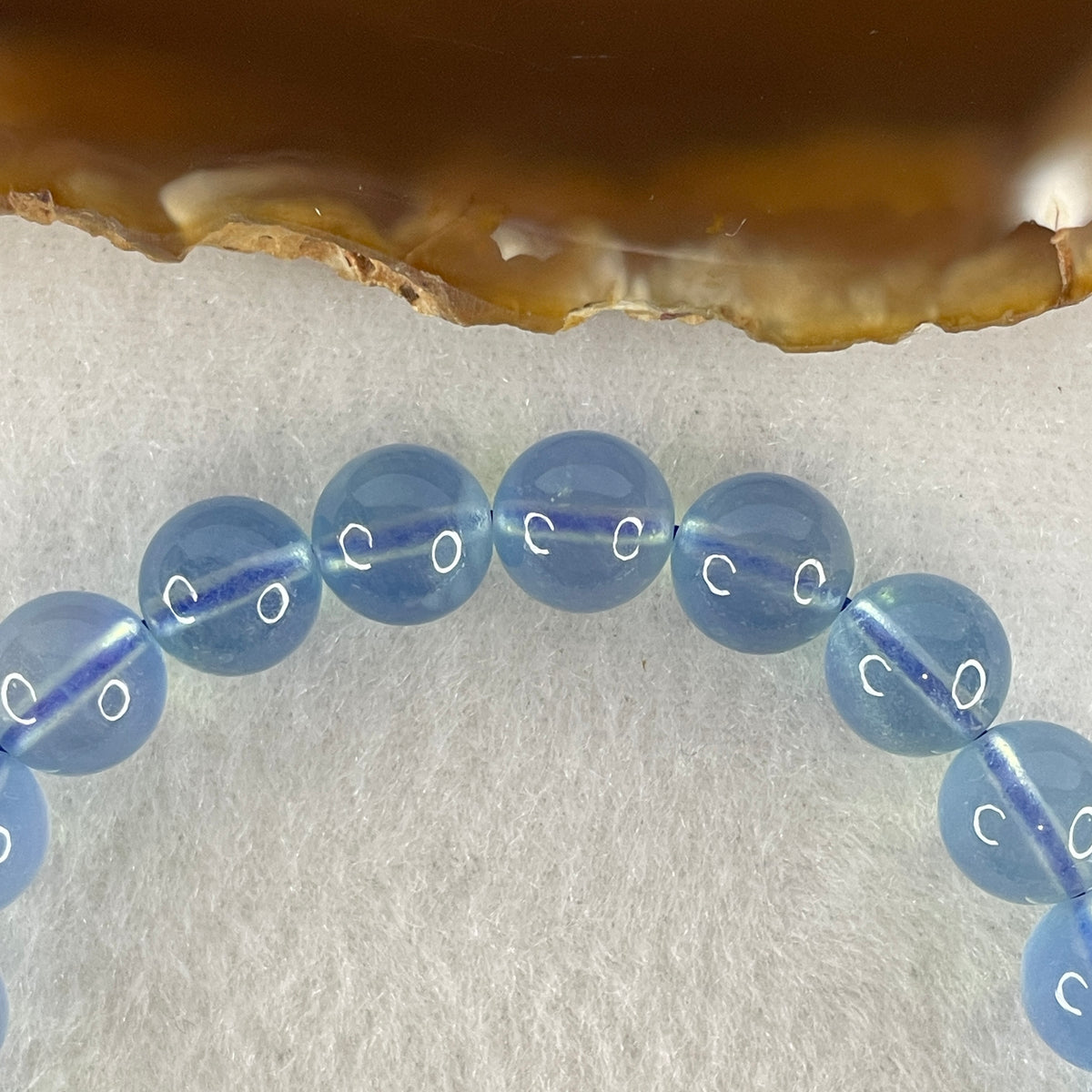 Certified Good Grade Natural Aquamarine Beads Bracelet | 16cm with 21 Beads 9.3mm (21.89g | Ocean Blue Translucency | Throat & Third Eye Chakra Harmony, Tranquil Communication & Serene Wealth Shield)