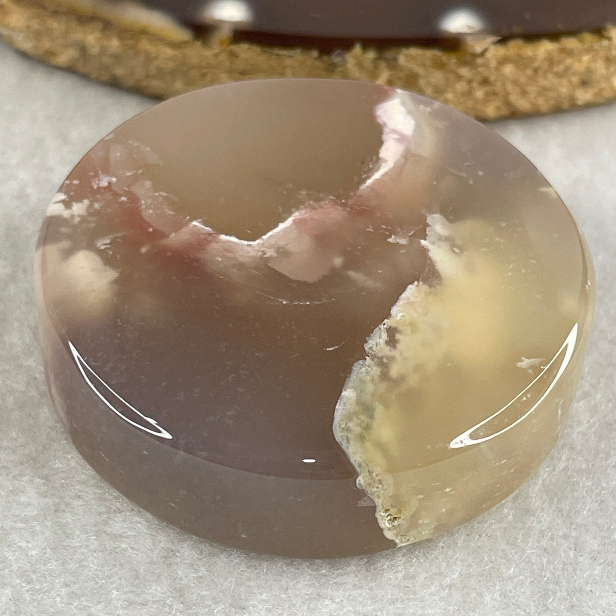 Natural Pink Flower Agate Set Oval Bangle 77.72g Inner Diameter 56.4mm 10.2 by 6.8mm (Perfect) - Huangs Jadeite and Jewelry Pte Ltd