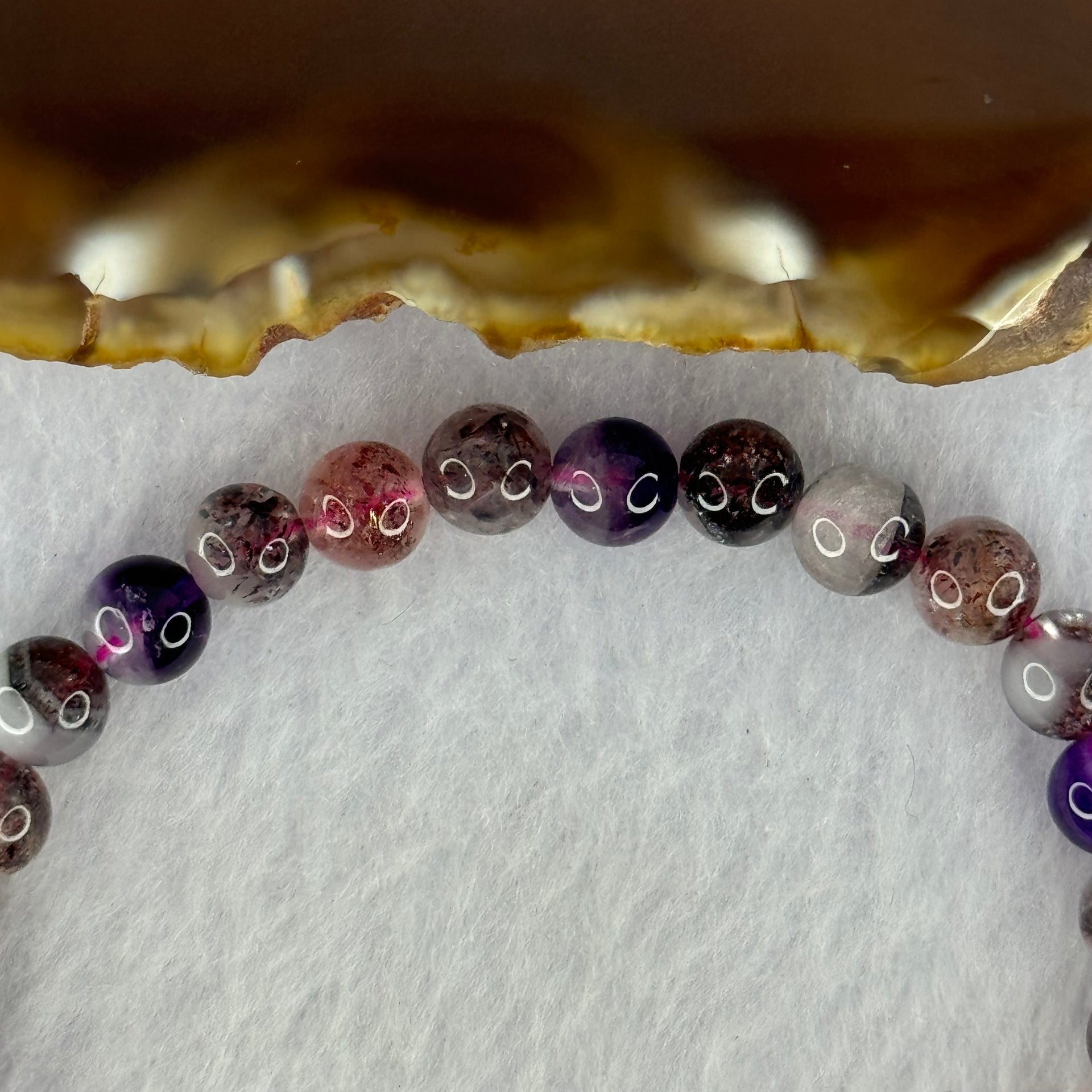 Natural Super 7 Beads Bracelet 11.54g 16cm 6.8mm 28 Beads - Huangs Jadeite and Jewelry Pte Ltd