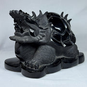 Natural Black Onyx Long Gui Dragon Tortoise Display 15.497,0g 190.0 by 315.0 by 225.0mm - Huangs Jadeite and Jewelry Pte Ltd