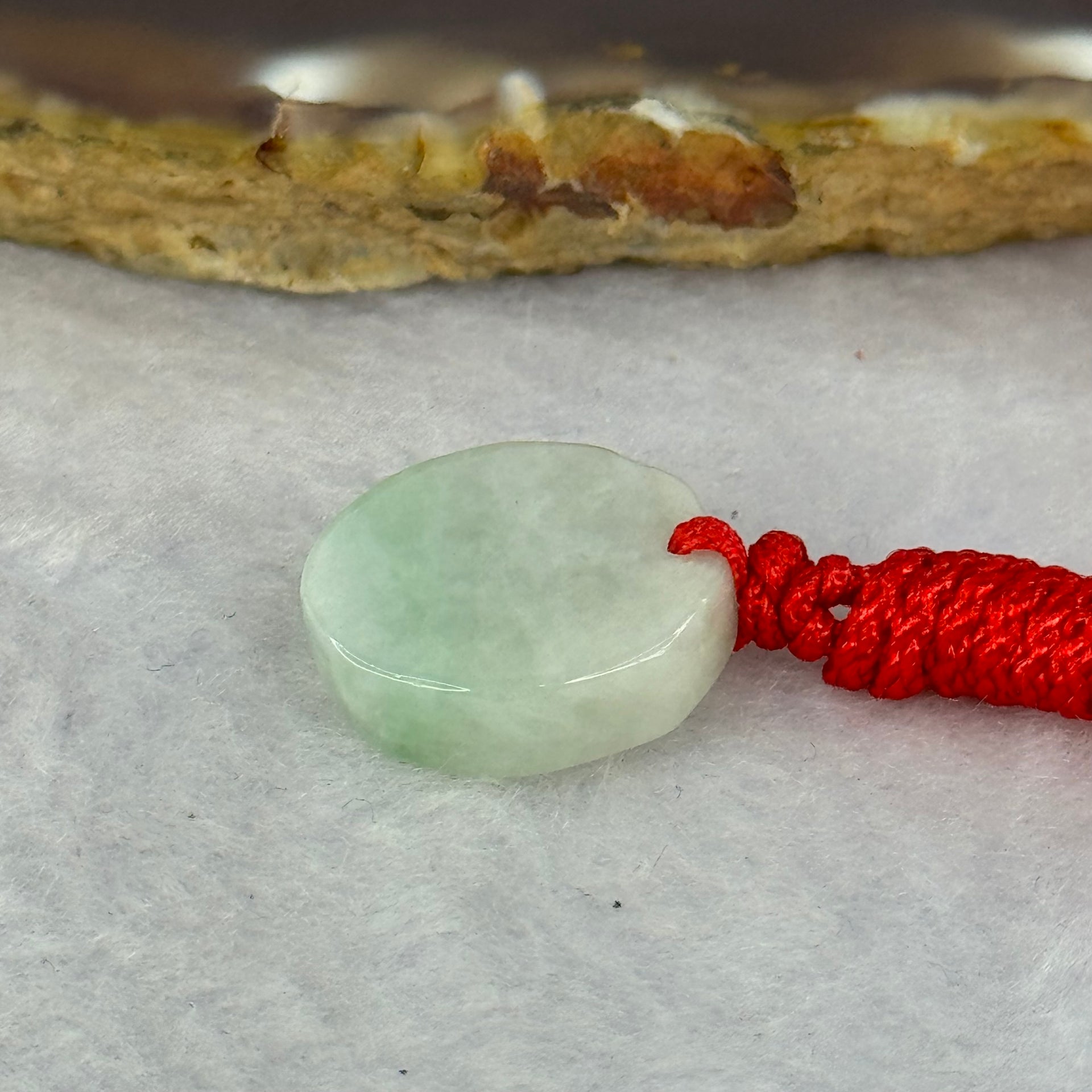 Type A Green Jadeite Round Wu Shu Pai Pendent 4.01g 16.7 by 4.6mm - Huangs Jadeite and Jewelry Pte Ltd