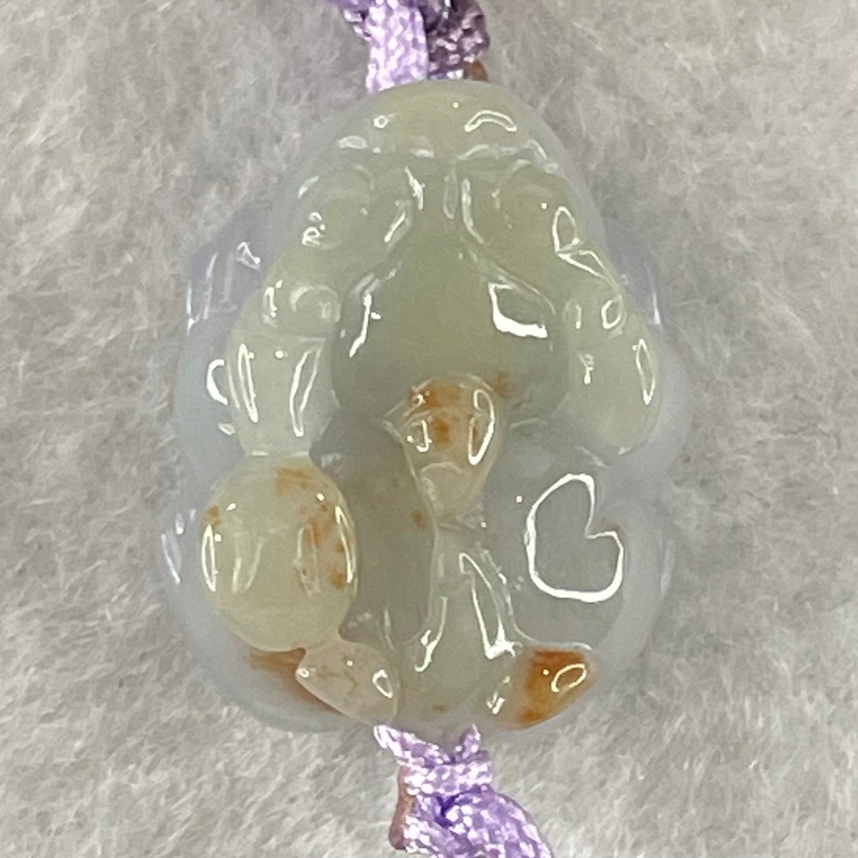 Type A Lavender with Reddish Brown Spots Jadeite Male Pixiu String Bracelet 6.38g 15cm 17.7 by 14.4 by 10.6mm - Huangs Jadeite and Jewelry Pte Ltd