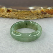Type A Green Grey Wuji Jadeite Ring 3.90g 6.8 by 3.2mm US8 HK18 - Huangs Jadeite and Jewelry Pte Ltd
