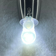 Natural Type A Semi Icy Lavender Jadeite Calabash Hulu Pendant in Stainless Steel Clasp 3.20g 29.6 by 14.9 by 5.2mm - Huangs Jadeite and Jewelry Pte Ltd