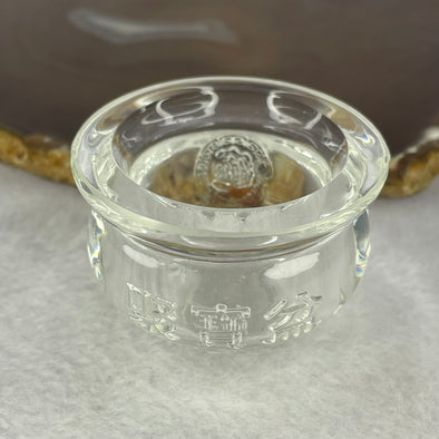 Transparent Mini Wealth Pot Luili Display 67.53g 51.6 by 34.5mm - Huangs Jadeite and Jewelry Pte Ltd