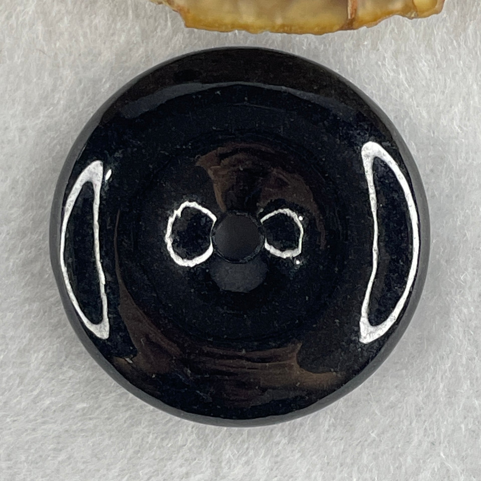 Type A Opaque Black Omphacite Jadeite Ping An Kou Donut Pendant 23.51g 36.2 by 8.7mm - Huangs Jadeite and Jewelry Pte Ltd
