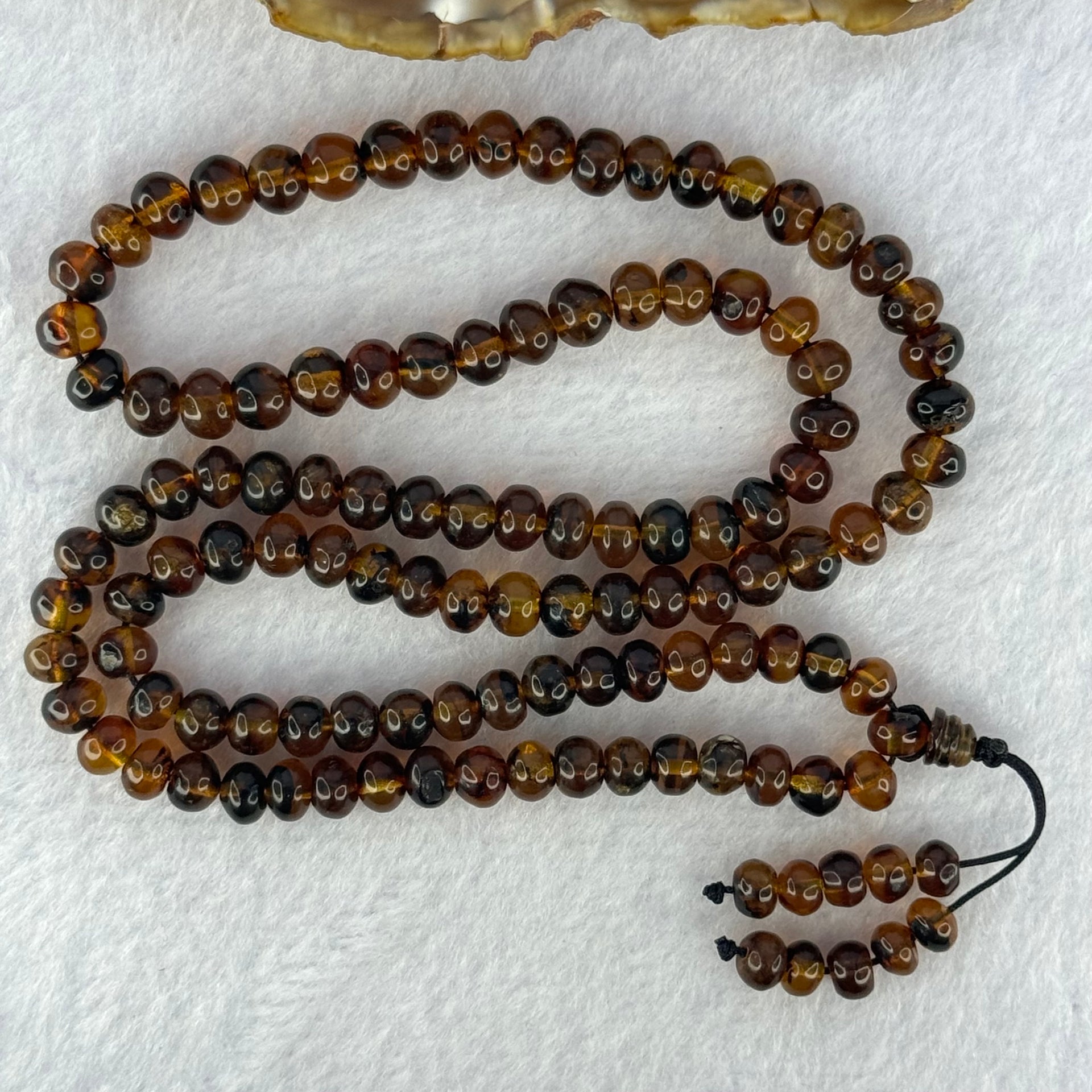 Natural Cognac Flower Amber Beads Necklace 14.28g 54cm 6.3mm 108 Beads - Huangs Jadeite and Jewelry Pte Ltd