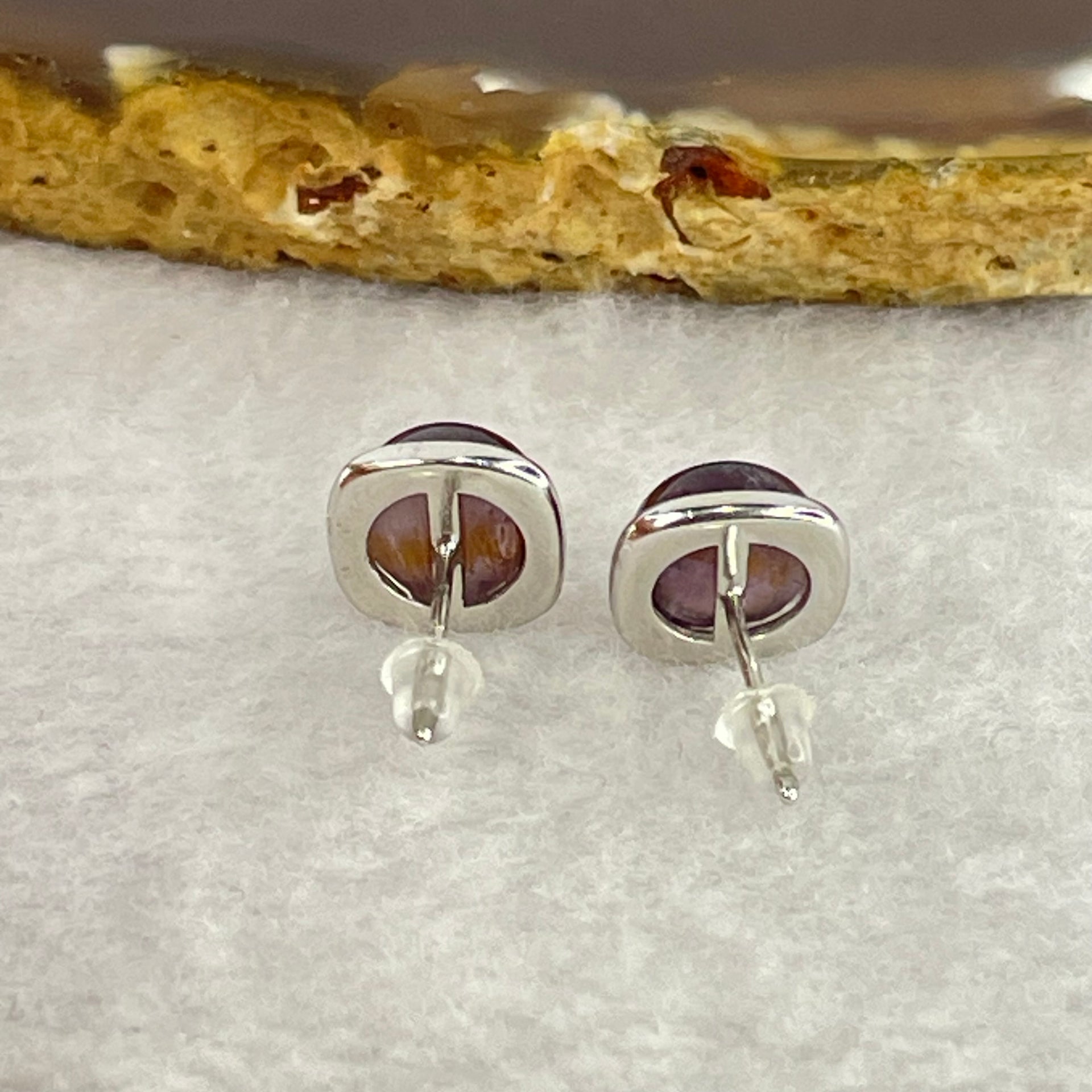 Good Grade Natural Auralite 23 S925 Silver Earrings 2.27g 8.0 by 4.5mm - Huangs Jadeite and Jewelry Pte Ltd