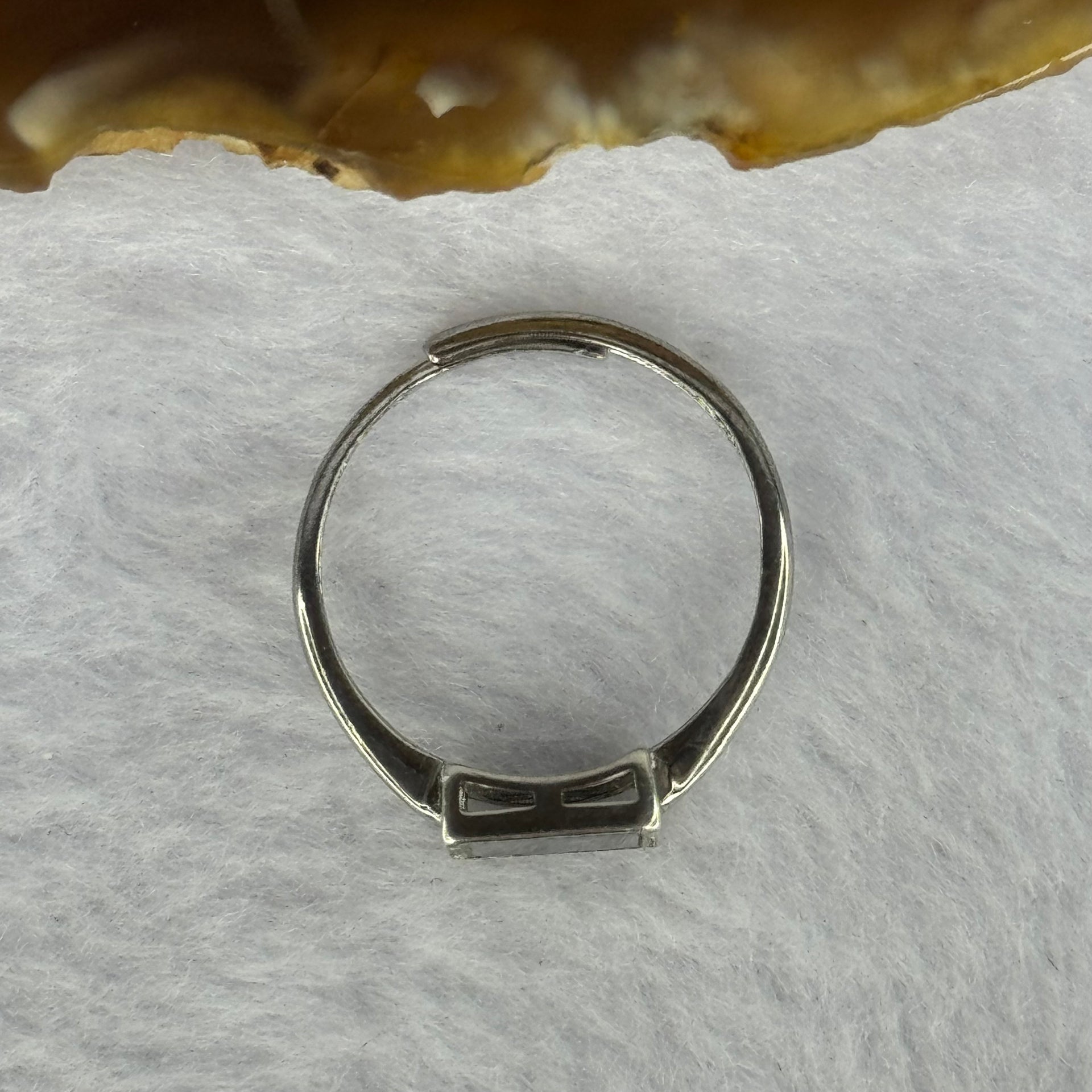 Type A Translucent Black Omphasite Jadeite Square Shaped in S925 Sliver Ring (Adjustable Size) 1.50g 7.5 by 7.5 by 1.5mm - Huangs Jadeite and Jewelry Pte Ltd